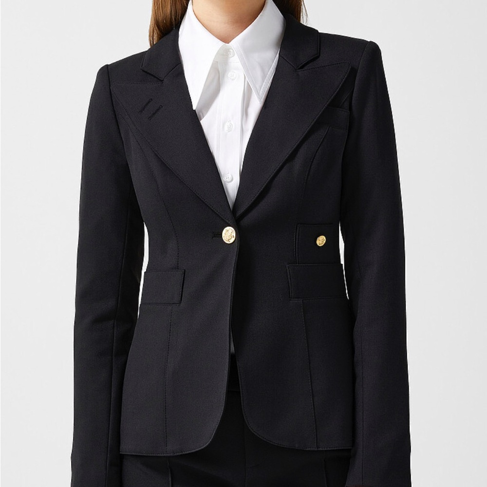Smythe Black duchess Blazer with Gold Accents